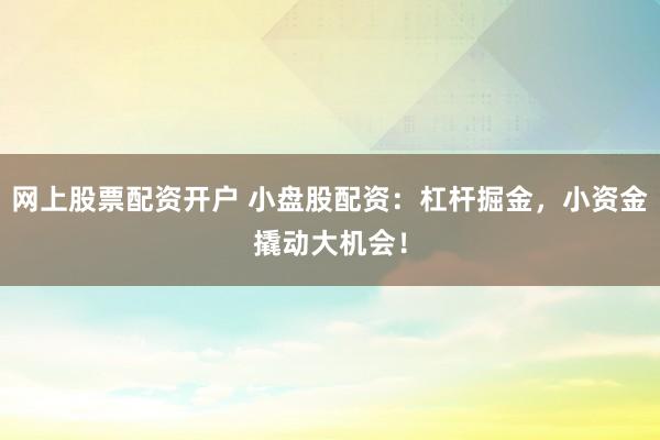 网上股票配资开户 小盘股配资：杠杆掘金，小资金撬动大机会！