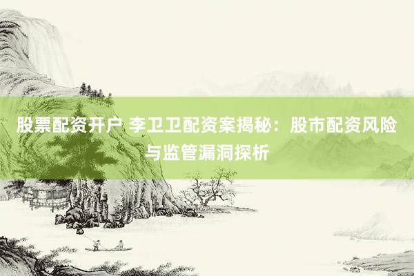 股票配资开户 李卫卫配资案揭秘：股市配资风险与监管漏洞探析