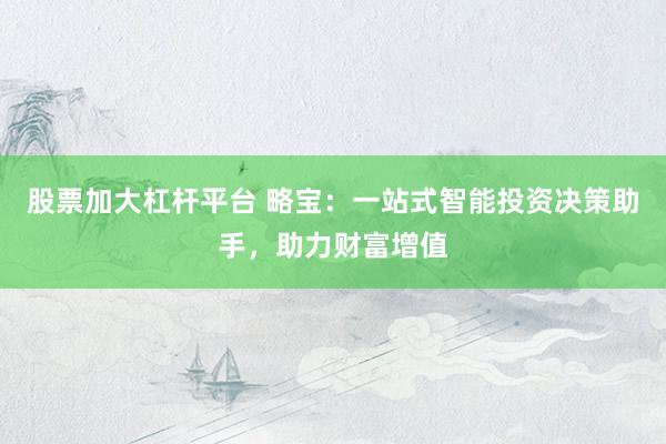 股票加大杠杆平台 略宝：一站式智能投资决策助手，助力财富增值