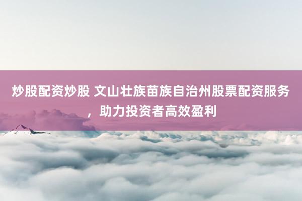 炒股配资炒股 文山壮族苗族自治州股票配资服务，助力投资者高效盈利