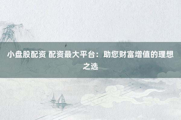 小盘股配资 配资最大平台：助您财富增值的理想之选