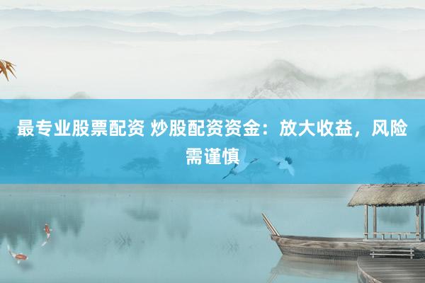最专业股票配资 炒股配资资金：放大收益，风险需谨慎
