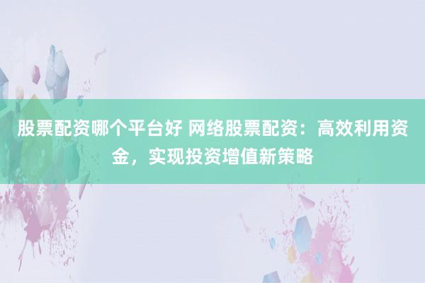 股票配资哪个平台好 网络股票配资：高效利用资金，实现投资增值新策略