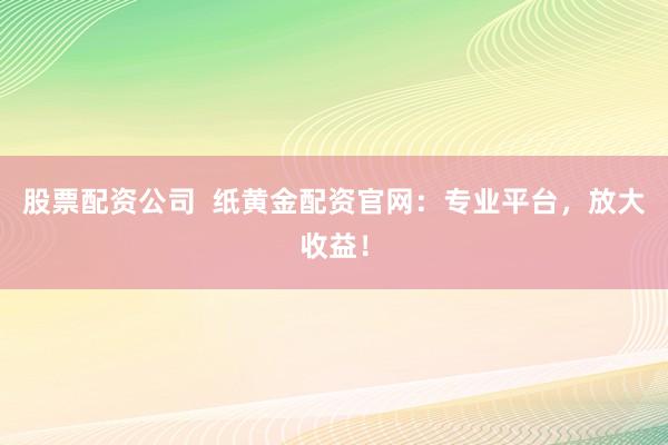 股票配资公司  纸黄金配资官网：专业平台，放大收益！