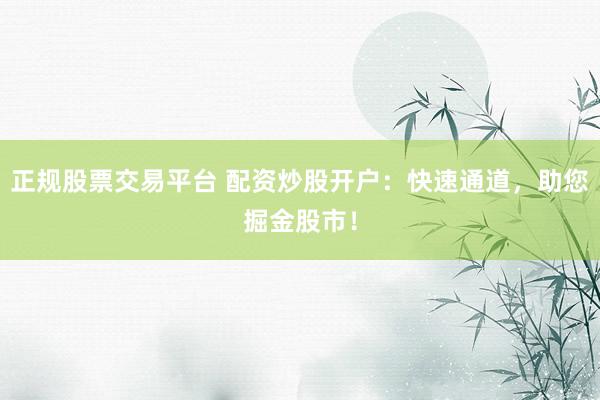 正规股票交易平台 配资炒股开户：快速通道，助您掘金股市！