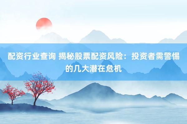 配资行业查询 揭秘股票配资风险:投资者需警惕的几大潜在危机